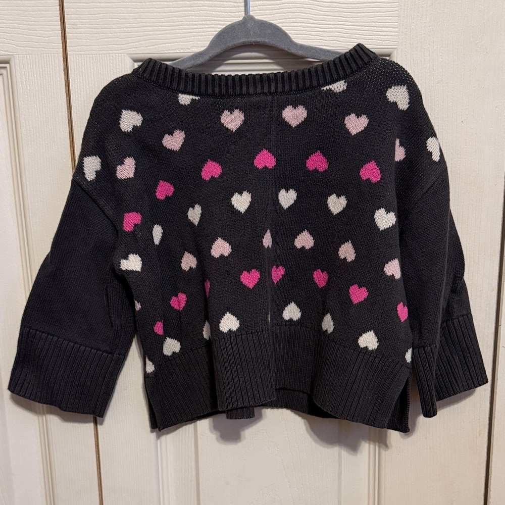 GAP Black Sweater with Heart Pattern